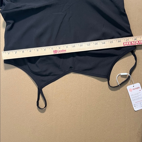 New Black Cami Mini Dress Spaghetti Straps Chick Minimalist Y2K Staple Goth L - Picture 10 of 13